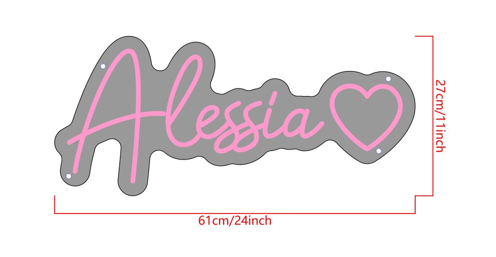 Alessia With a Heart Custom Neon Sign