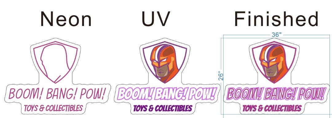 Boom! Bang! Pow! Toys & Collectibles Custom UV Printed Sign - Light Your Way