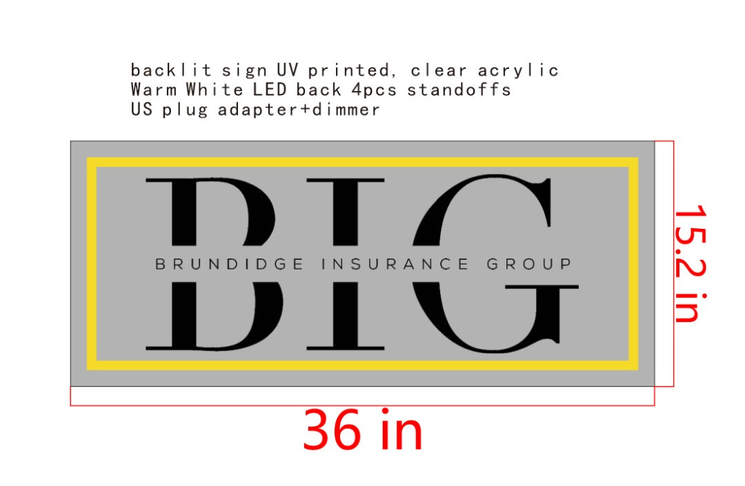 Brundidge Insurance Group Custom Acrylic Backlit Sign (Design Option #1)