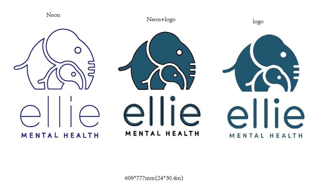ellie Mental Health Custom Printed Logo Neon Sign - Light Your Way