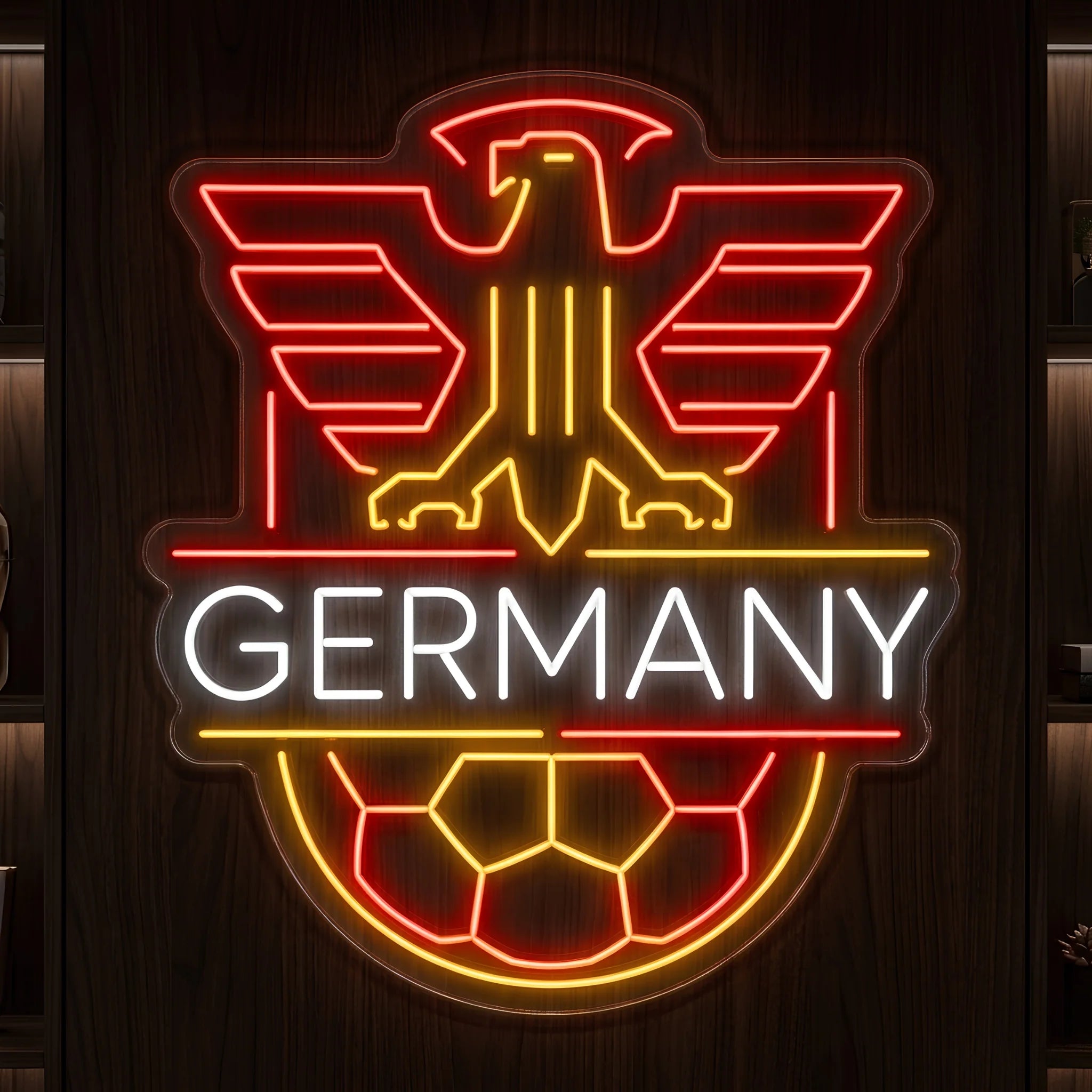 Germany eagle crest football LED neon sign featuring illuminated eagle emblem and football-inspired crest design