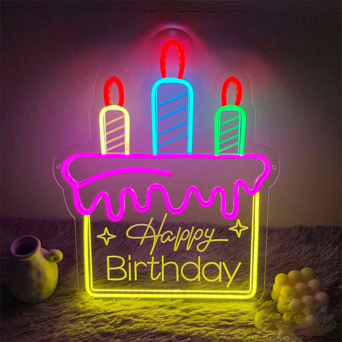 "HAPPY BIRTHDAY CAKE" NEON SIGN - Light Your Way