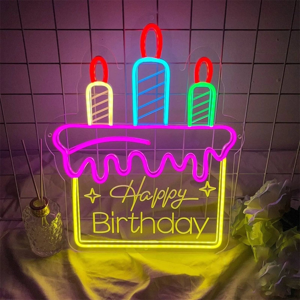 "HAPPY BIRTHDAY CAKE" NEON SIGN - Light Your Way