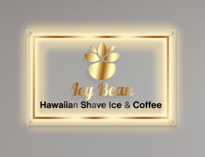 Icy Bean Custom Acrylic Backlit Sign