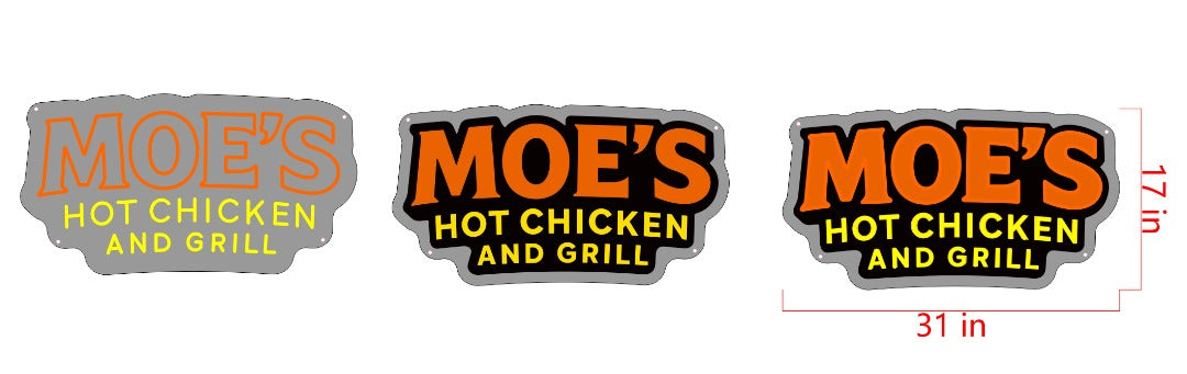 Moe's Hot Chicken and Grill Custom UV Printed Neon Sign