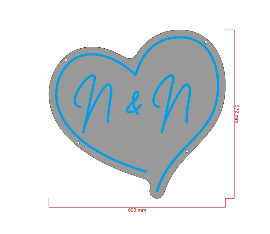 N&N With a Heart Custom Neon Sign