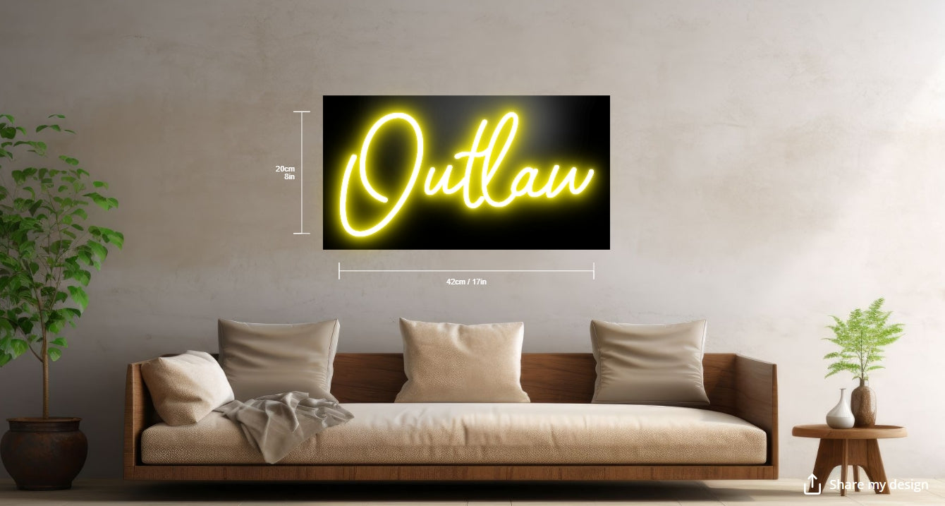 Outlaw Custom Neon Sign (Design Option #1)