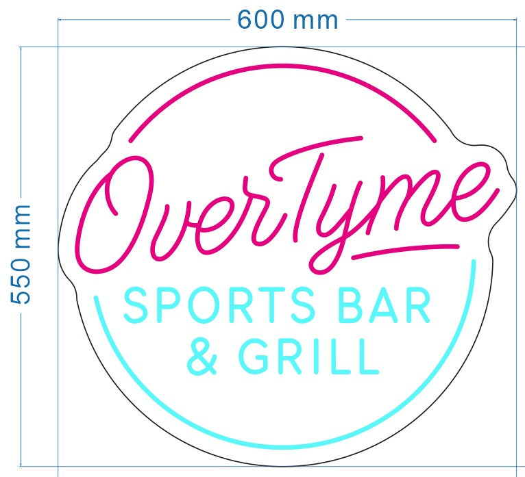 Overtyme Sports Bar and Grill Custom Neon Sign