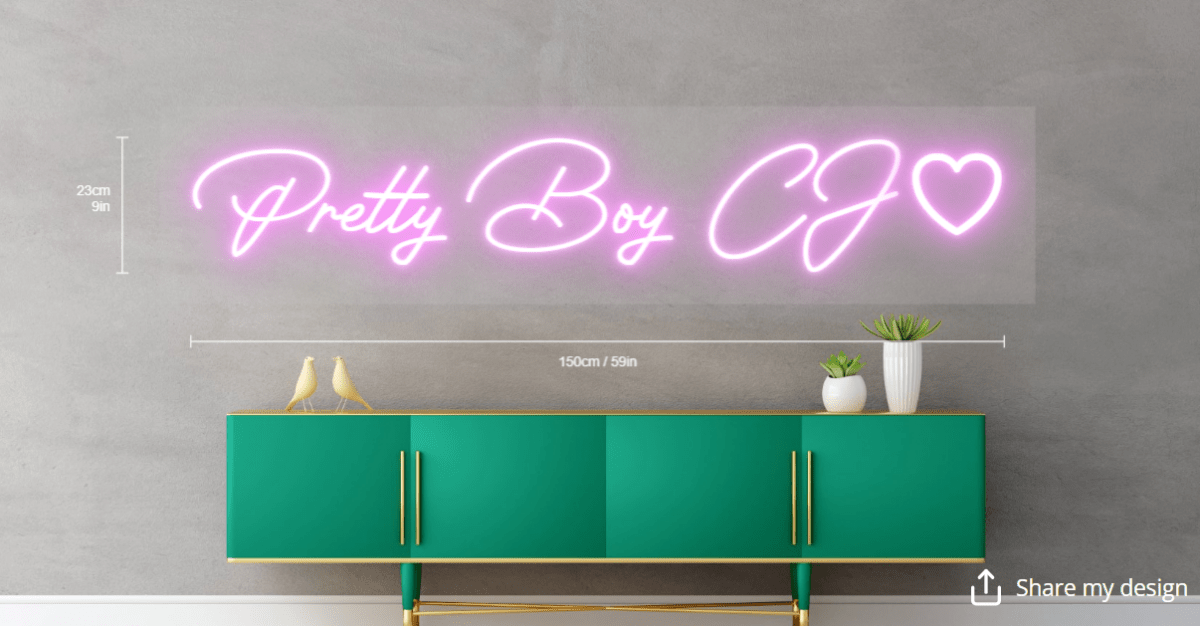 Pretty Boy CJ Custom Neon Sign (Color Option 1) - Light Your Way