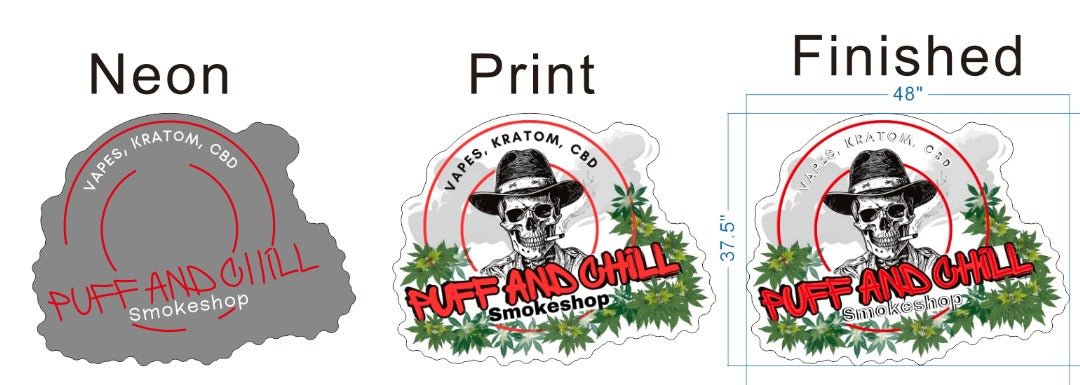 Puff and Chill Smokeshop Custom UV Printed Logo - Light Your Way