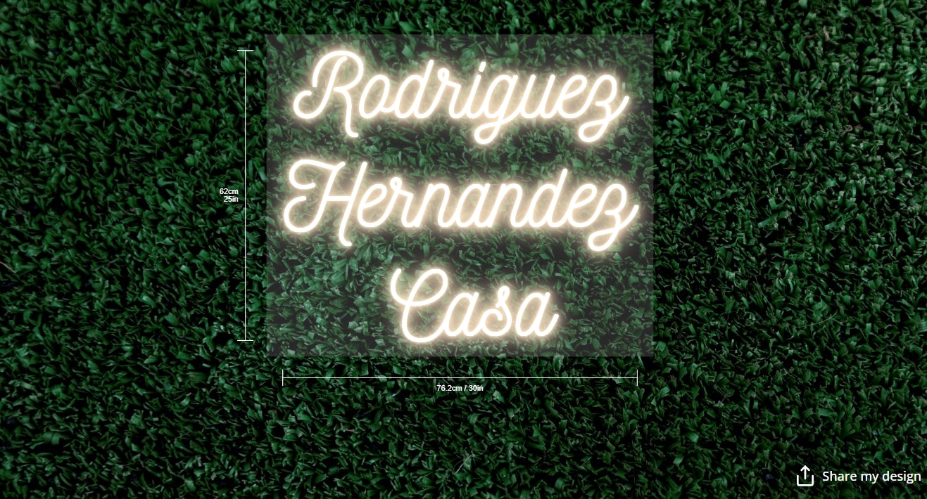 Rodriguez Hernandez Casa Custom Neon Sign