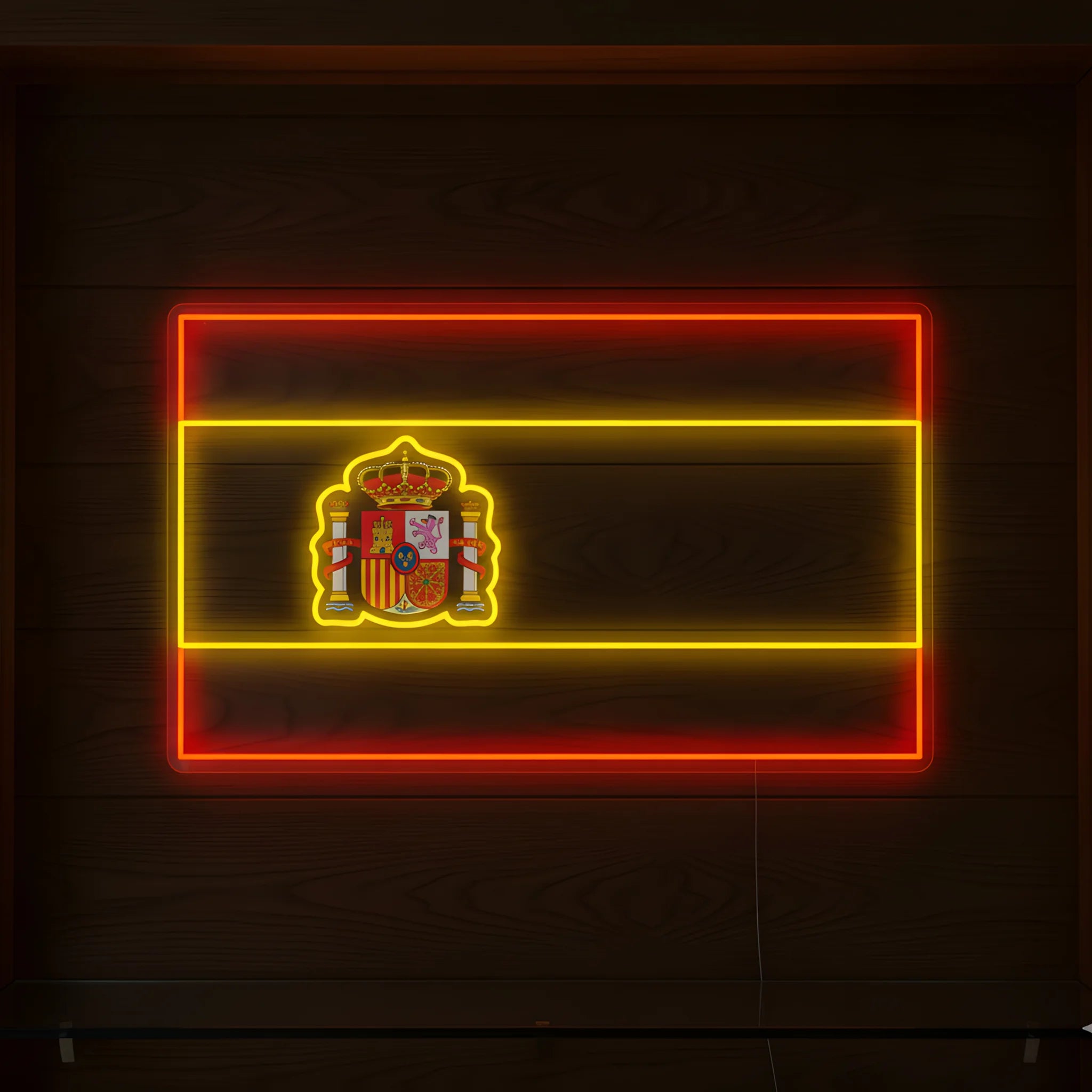 Spain national flag LED neon sign with illuminated red and yellow flag design