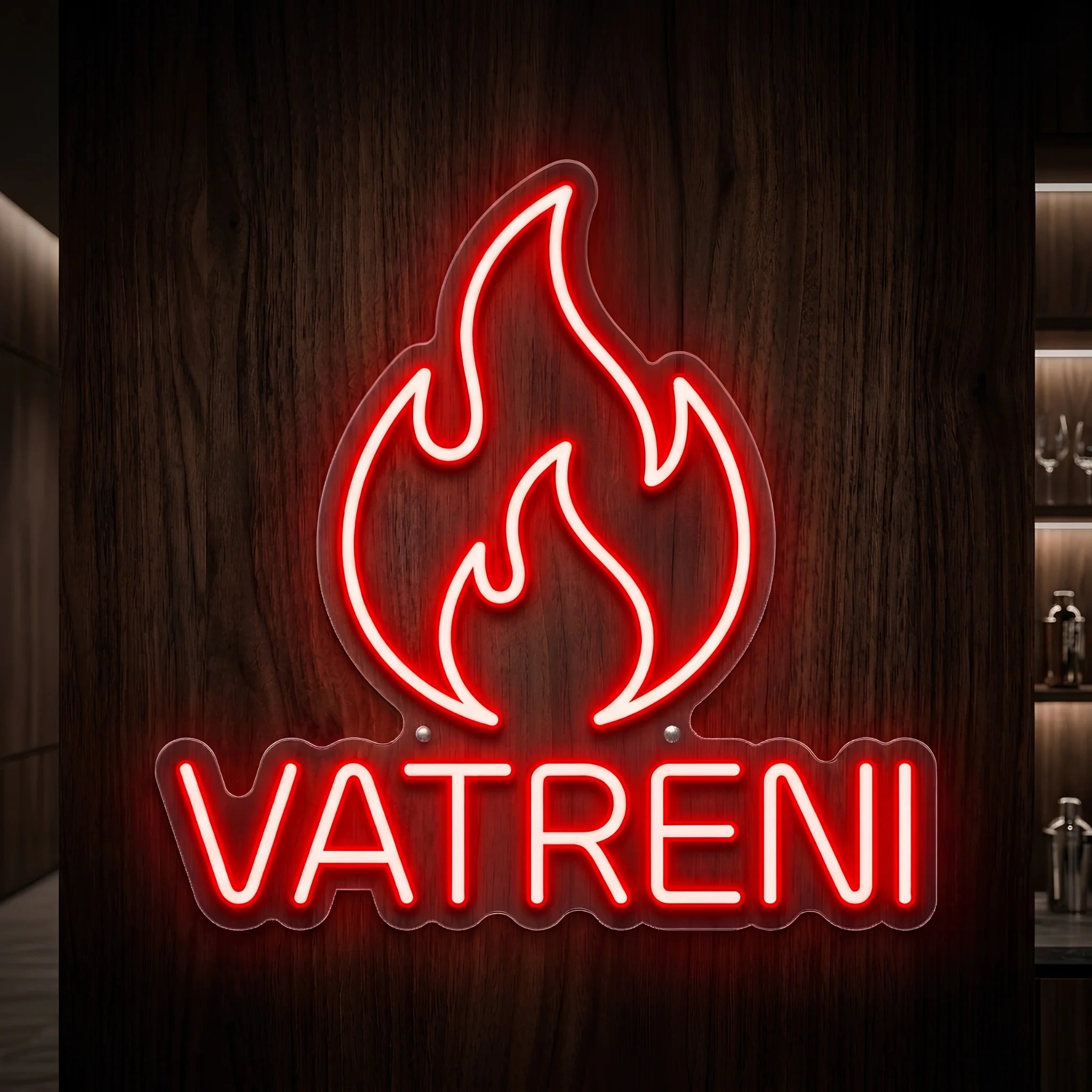 Croatia Vatreni Flame LED neon sign featuring a bold red flame crest with illuminated lettering
