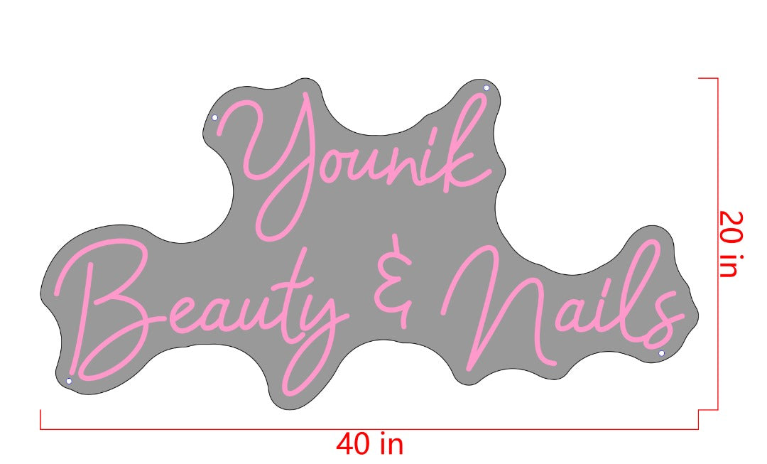 Younik Beauty And Nails Custom Neon Sign (Bigger Sizing)