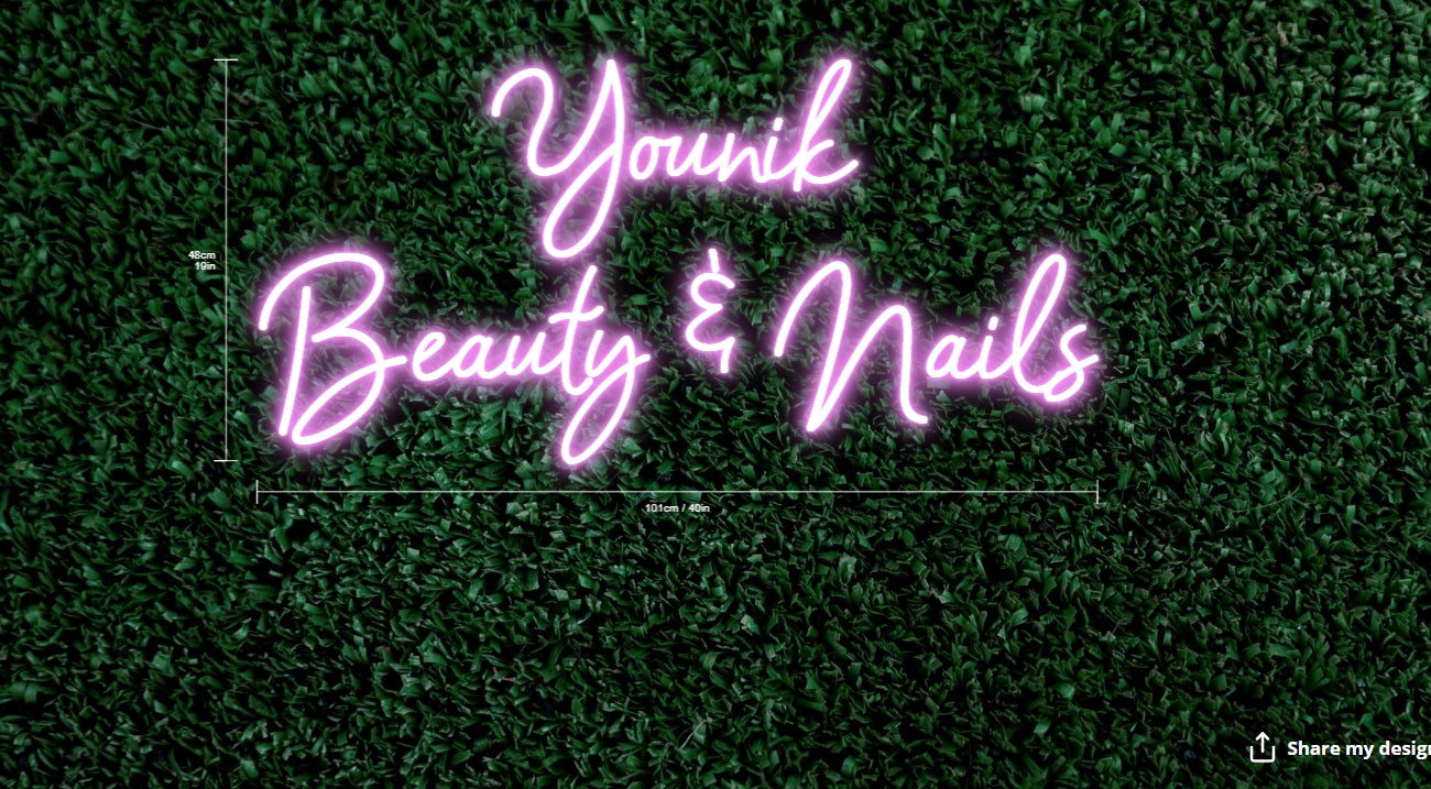 Younik Beauty And Nails Custom Neon Sign (Bigger Sizing)