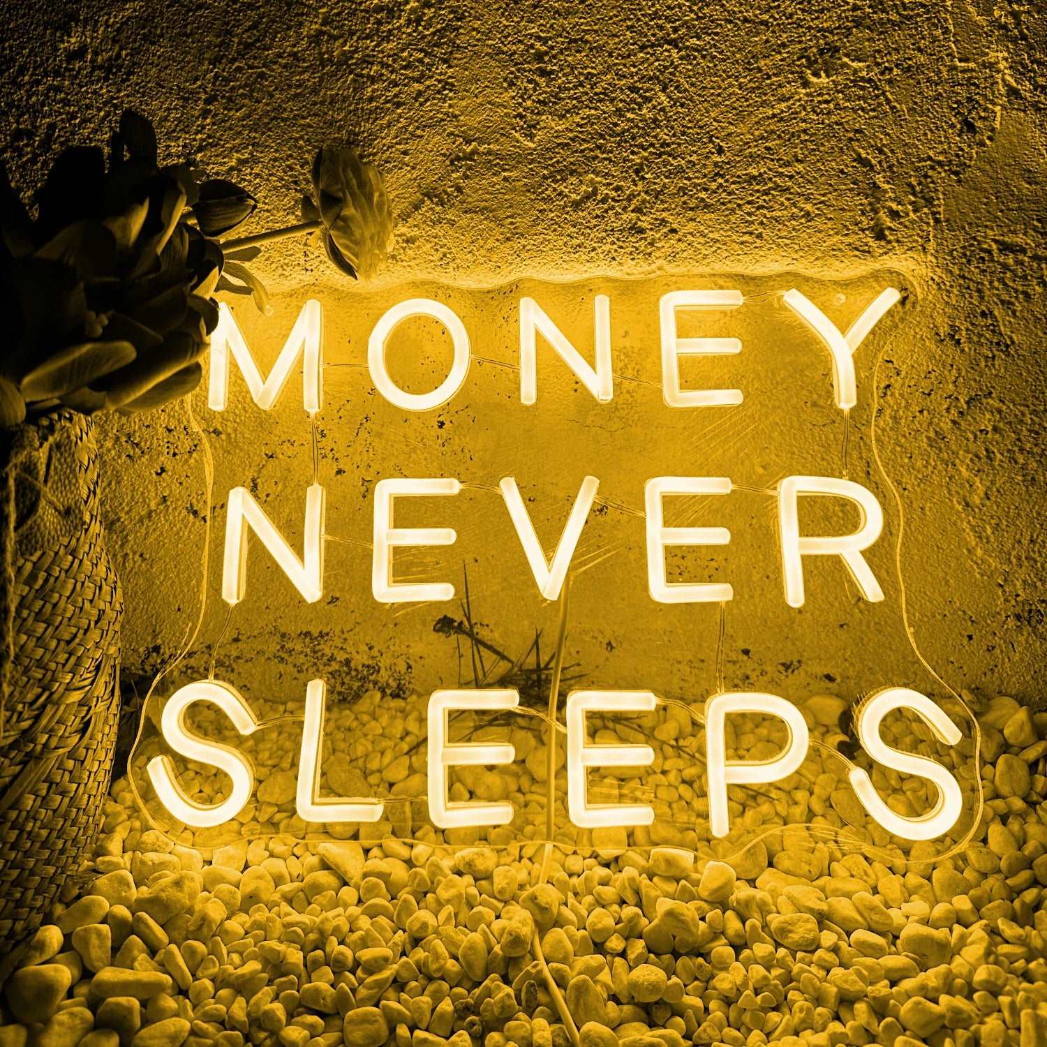 "MONEY NEVER SLEEPS" NEON SIGN