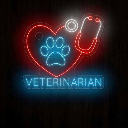 Best Friends Dog and Cat LED Neon Sign with heart-shaped pet design