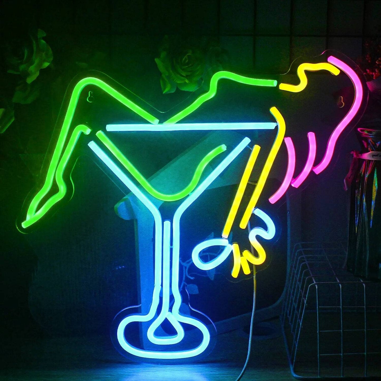 Girl in Cocktail Glass Neon Sign