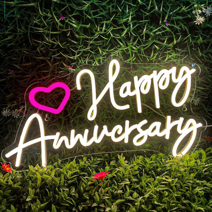 Happy Anniversary Pink Heart Version 2 neon sign