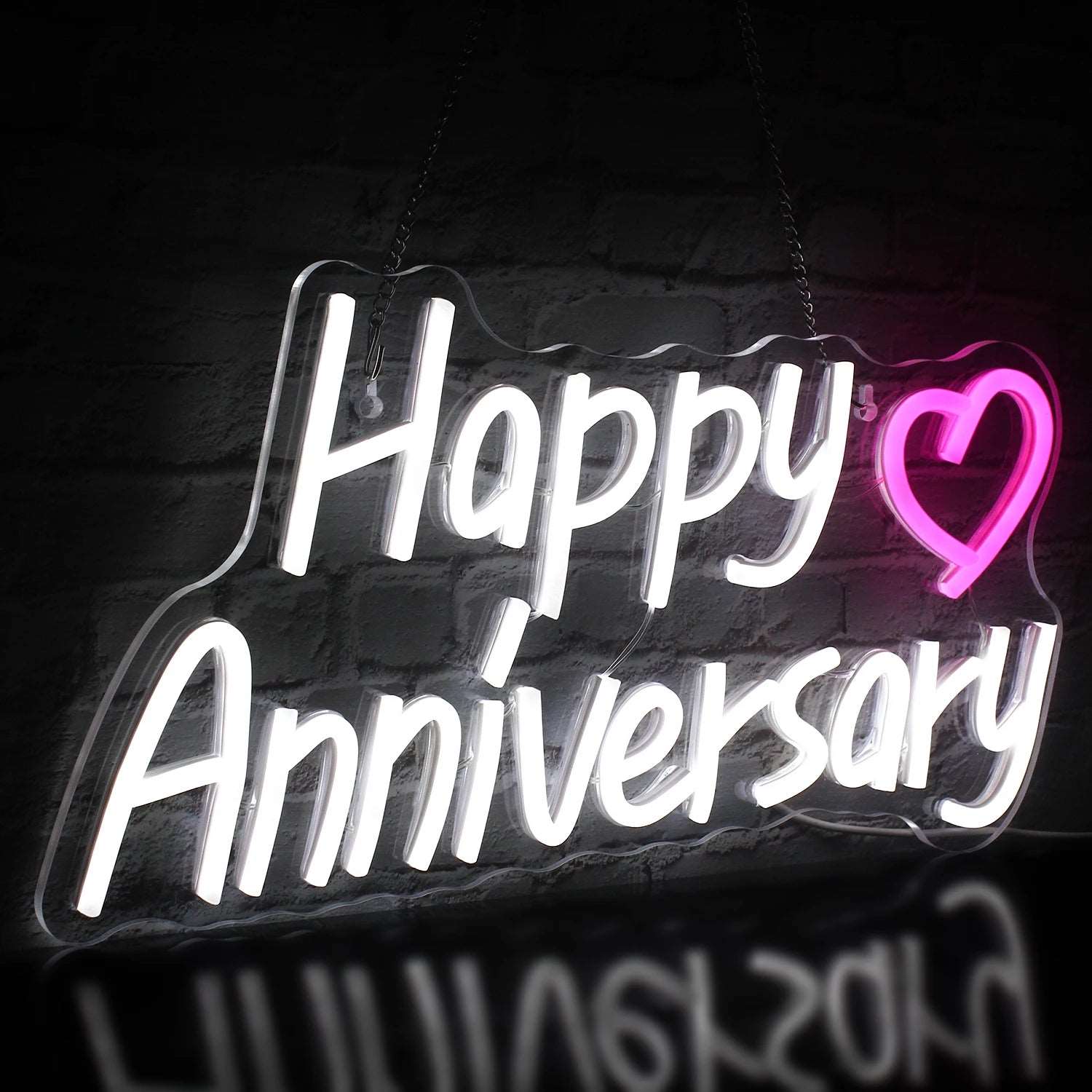 Happy Anniversary Pink Heart neon sign