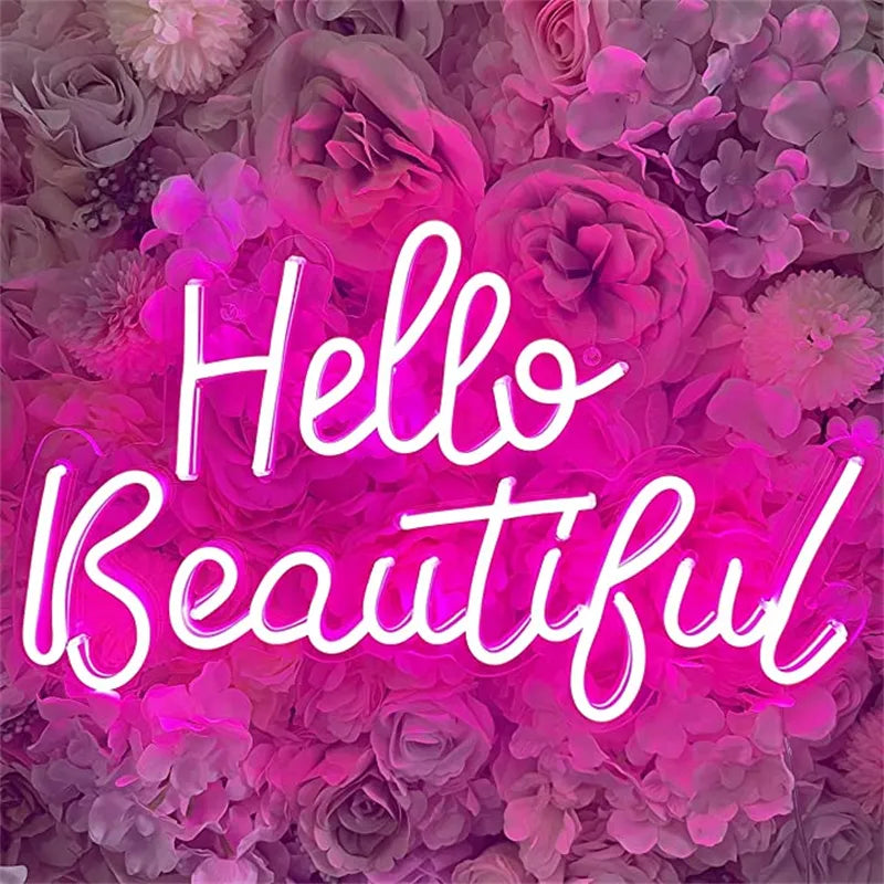 "HELLO BEAUTIFUL" NEON SIGN