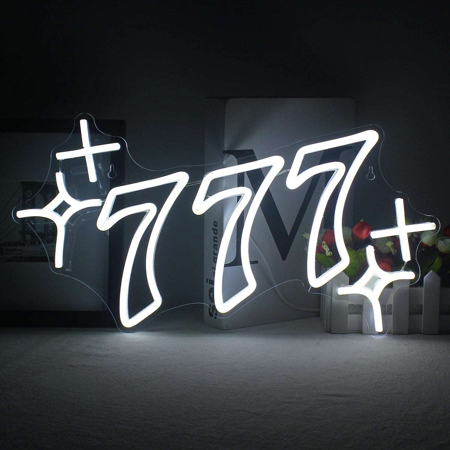 777 Neon Sign White