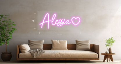 Alessia With a Heart Custom Neon Sign