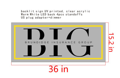 Brundidge Insurance Group Custom Acrylic Backlit Sign (Design Option #1)