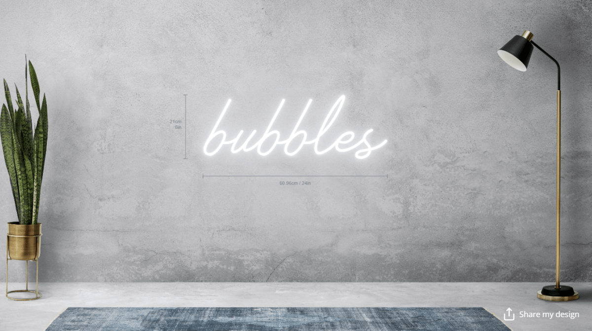 bubbles Custom Neon Sign for Kimberly - Light Your Way
