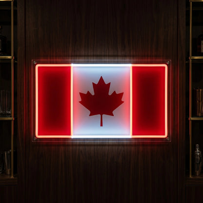 Canada LED neon sign featuring illuminated Canadian flag design with maple leaf artwork