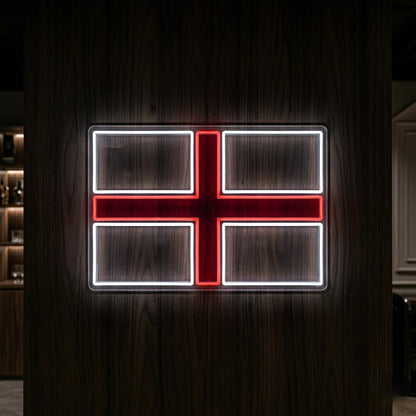 England flag LED neon sign featuring illuminated St George Cross design in red and cool white