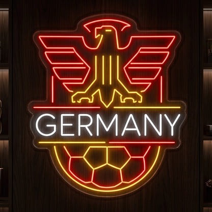Germany eagle crest football LED neon sign featuring illuminated eagle emblem and football-inspired crest design