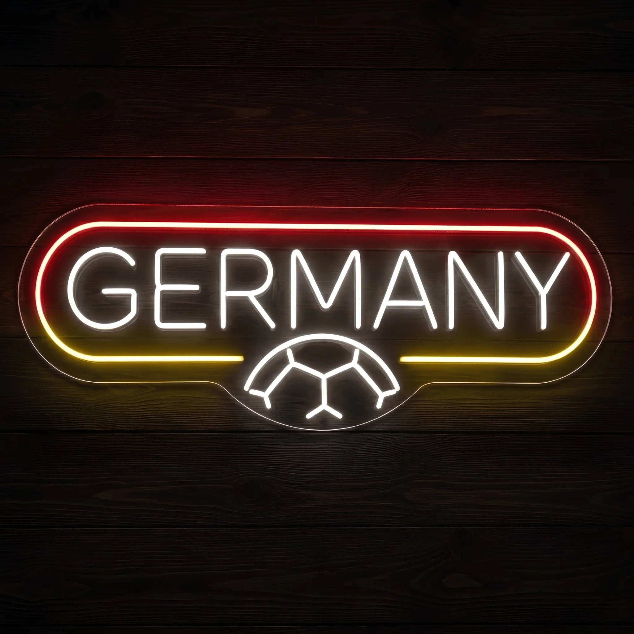 Germany football LED neon sign featuring illuminated Germany lettering and football-inspired design