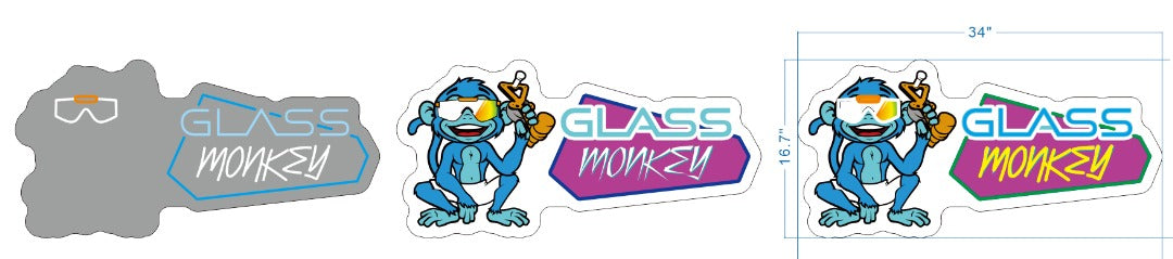 Glass Monkey Custom UV Printed Neon Sign