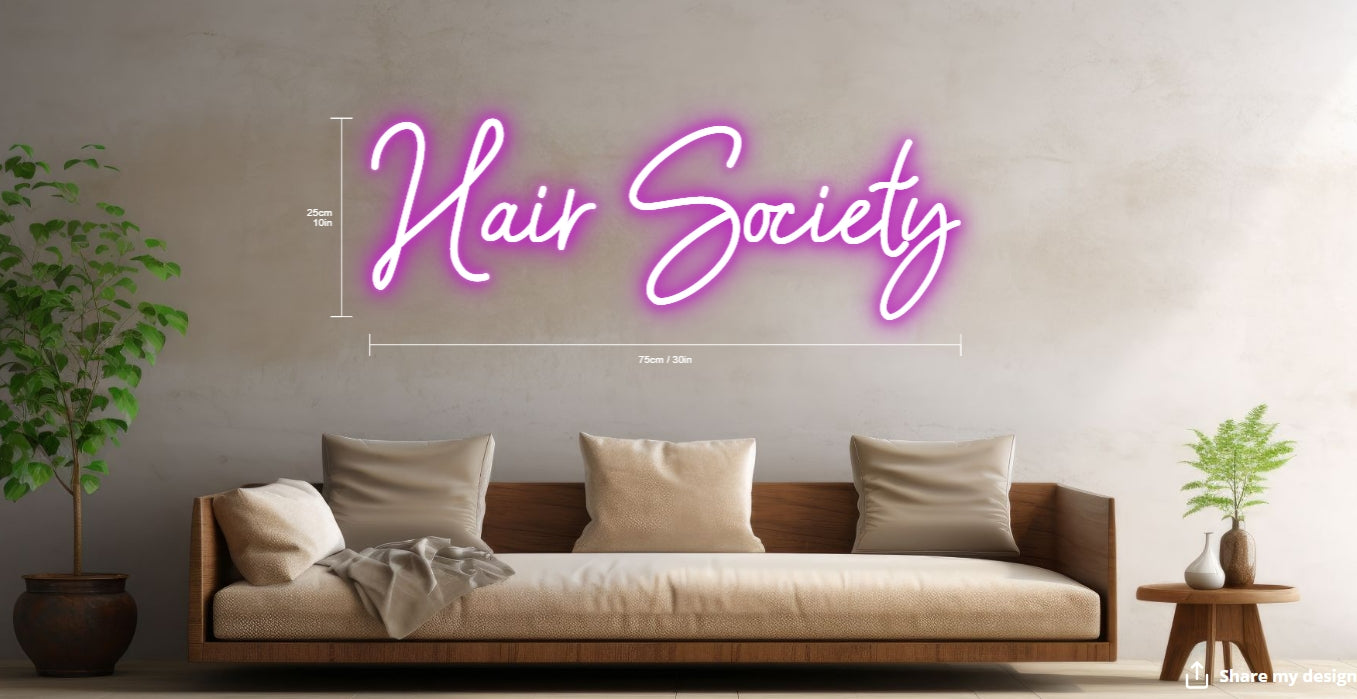 Hair Society Custom Neon Sign