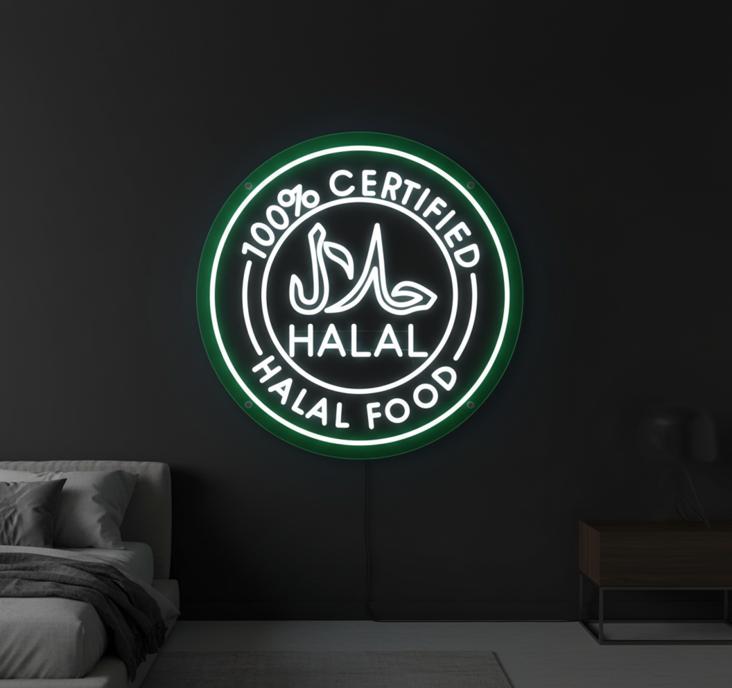 Certified Halal Foods Custom Neon Sign