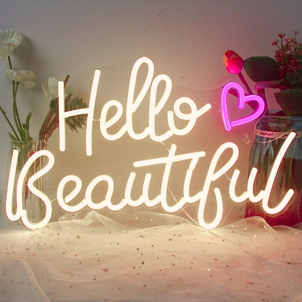 Beautiful R Sign HELLO BEAUTIFUL NEON SIGN | Custom LED Neon Signs – Light Your Way
