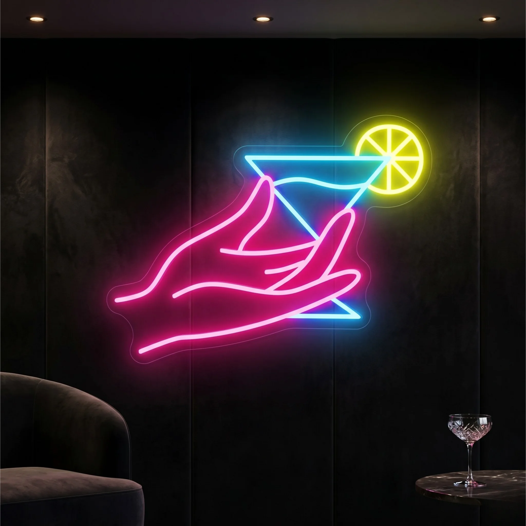 Martini in Hand Neon Sign