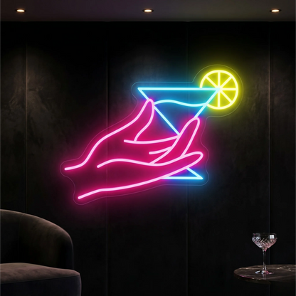 Martini in Hand Neon Sign