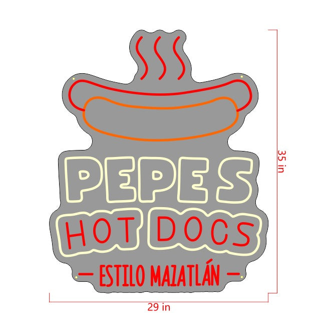 Pepe's Hot Dogs Custom Neon Sign