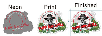Puff and Chill Smokeshop Custom UV Printed Logo - Light Your Way