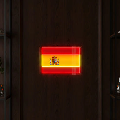 Spain flag LED neon sign featuring illuminated red and yellow national flag design