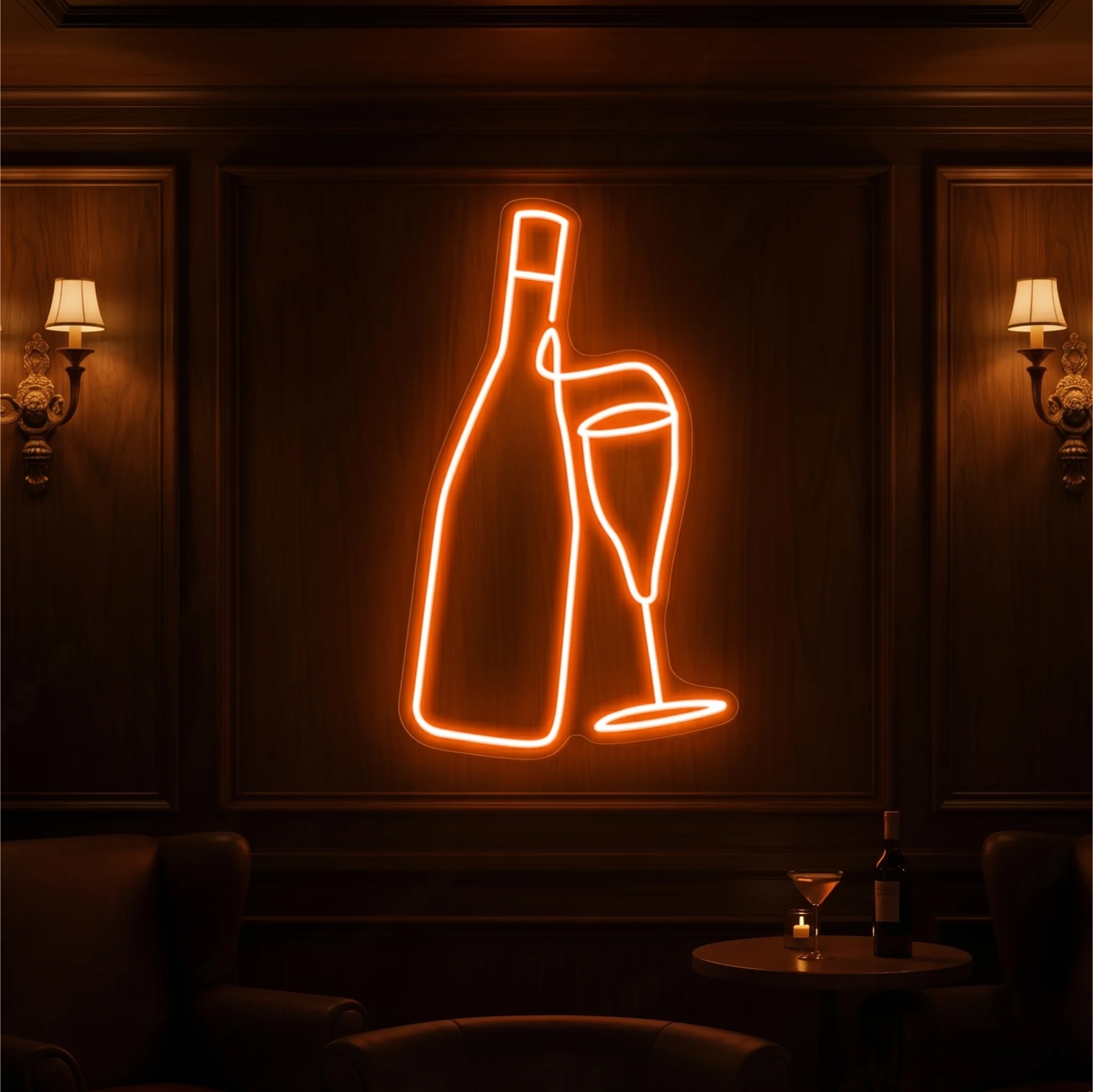Wine and Glass Version 2 Neon Sign