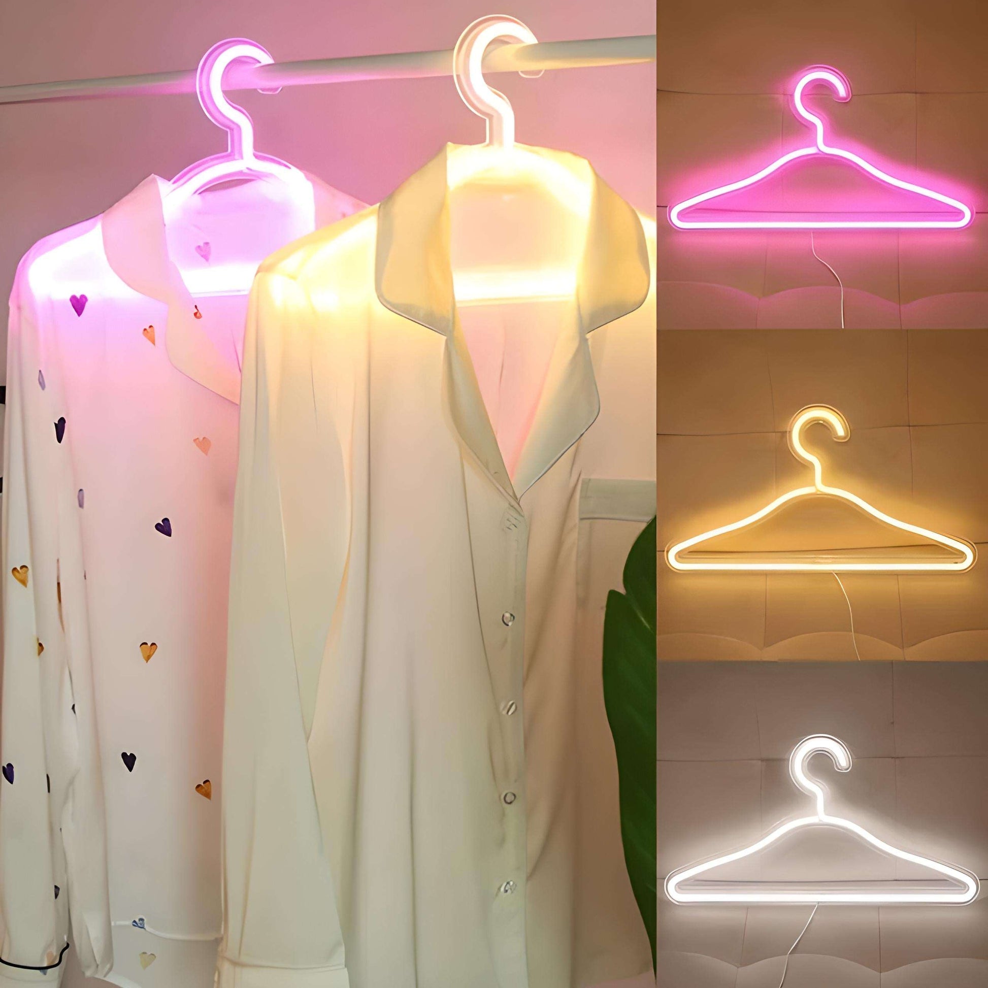 LED Clothes Hanger with clothes hanging